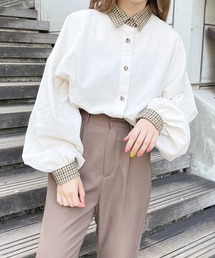 襟チェックシャツ【ZOZOTOWN限定アイテム】