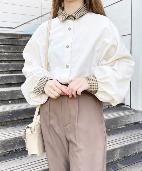 apres jour（アプレジュール）の「襟チェックシャツ【ZOZOTOWN限定アイテム】（シャツ/ブラウス・レディース・ベージュ/アイボリー・X-LARGE/フリー）」の18枚目の写真