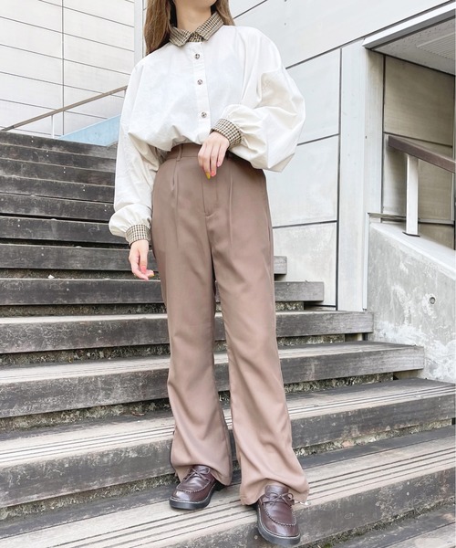 襟チェックシャツ【ZOZOTOWN限定アイテム】（シャツ/ブラウス）｜apres