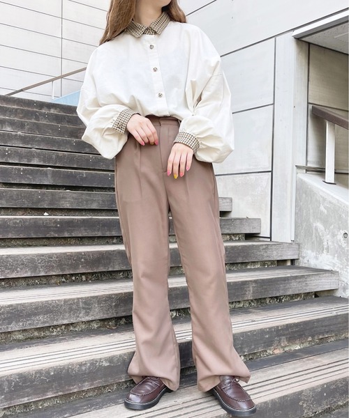 襟チェックシャツ【ZOZOTOWN限定アイテム】（シャツ/ブラウス）｜apres