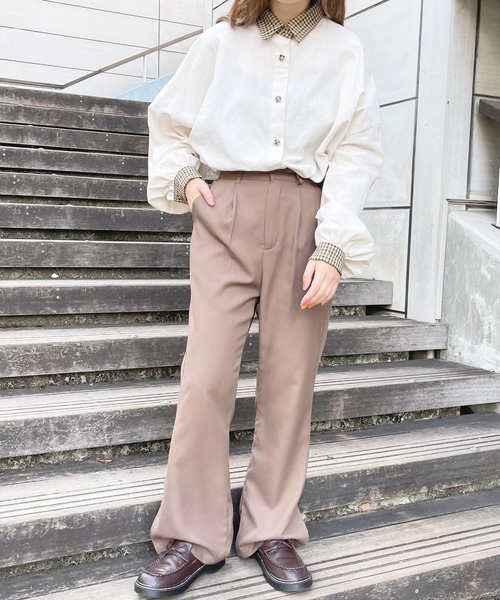 apres jour（アプレジュール）の「襟チェックシャツ【ZOZOTOWN限定アイテム】（シャツ/ブラウス・レディース・ベージュ/アイボリー・X-LARGE/フリー）」の19枚目の写真