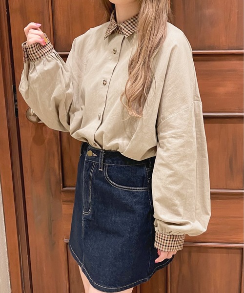 apres jour（アプレジュール）の「襟チェックシャツ【ZOZOTOWN限定アイテム】（シャツ/ブラウス・レディース・ベージュ/アイボリー・X-LARGE/フリー）」の13枚目の写真