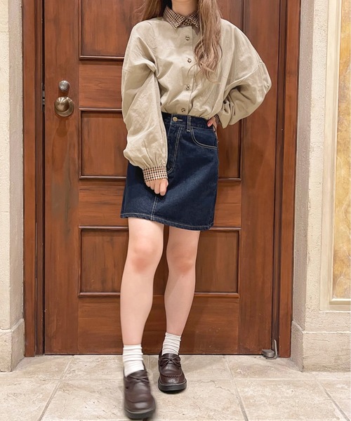 apres jour（アプレジュール）の「襟チェックシャツ【ZOZOTOWN限定アイテム】（シャツ/ブラウス・レディース・ベージュ/アイボリー・X-LARGE/フリー）」の11枚目の写真