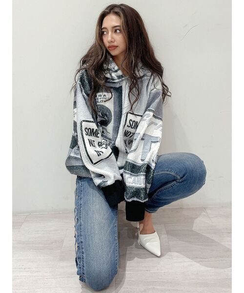 GYDA（ジェイダ）の「photo boa パーカー（パーカー・レディース・グレー/ベージュ・FREE）」の16枚目の写真