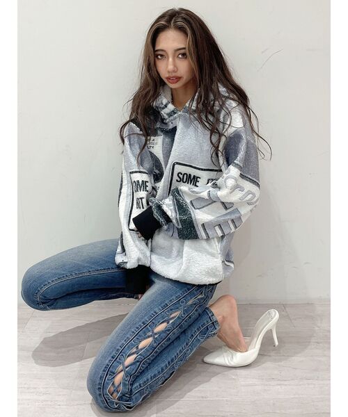 GYDA（ジェイダ）の「photo boa パーカー（パーカー・レディース・グレー/ベージュ・FREE）」の17枚目の写真