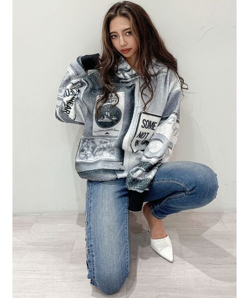GYDA（ジェイダ）の「photo boa パーカー（パーカー・レディース・グレー/ベージュ・FREE）」の20枚目の写真
