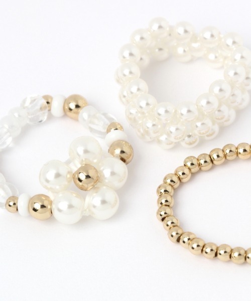 Me%（ミィパーセント）の「☆3点セット☆パールフラワートップセットリング（リング・レディース・シルバー/ゴールド/ピンク/その他・FREE）」の10枚目の写真
