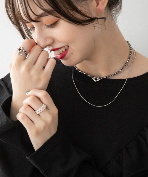 Me%（ミィパーセント）の「☆3点セット☆パールフラワートップセットリング（リング・レディース・シルバー/ゴールド/ピンク/その他・FREE）」の6枚目の写真