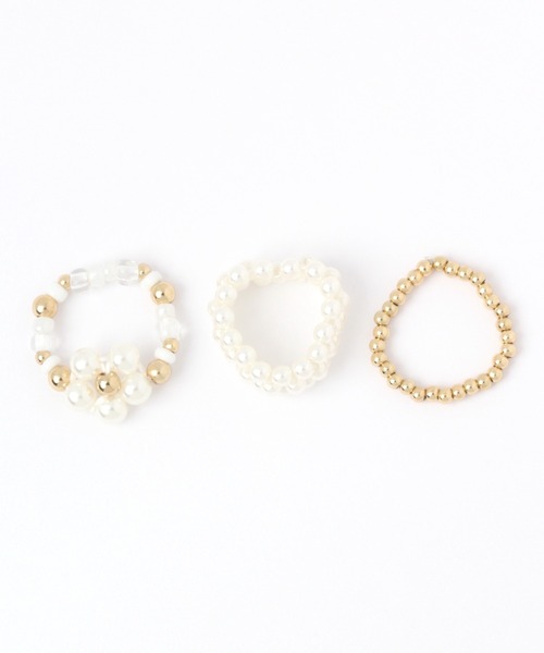 Me%（ミィパーセント）の「☆3点セット☆パールフラワートップセットリング（リング・レディース・シルバー/ゴールド/ピンク/その他・FREE）」の15枚目の写真