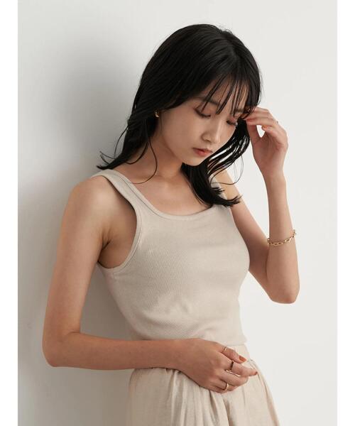 earth music&ecology（アースミュージックアンドエコロジー）の「2wayタンクトップ ＊（タンクトップ・レディース・ライトベージュ/ブラック/モカ/アイボリー・S/M）」の5枚目の写真