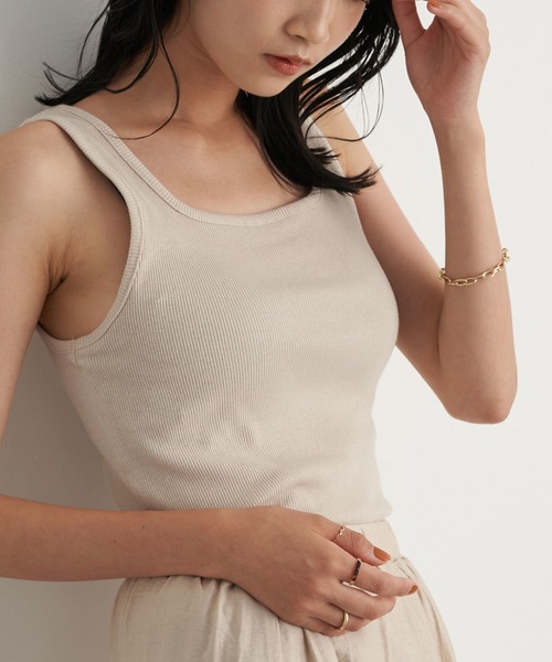 earth music&ecology（アースミュージックアンドエコロジー）の「2wayタンクトップ ＊（タンクトップ・レディース・ライトベージュ/ブラック/モカ/アイボリー・S/M）」の4枚目の写真