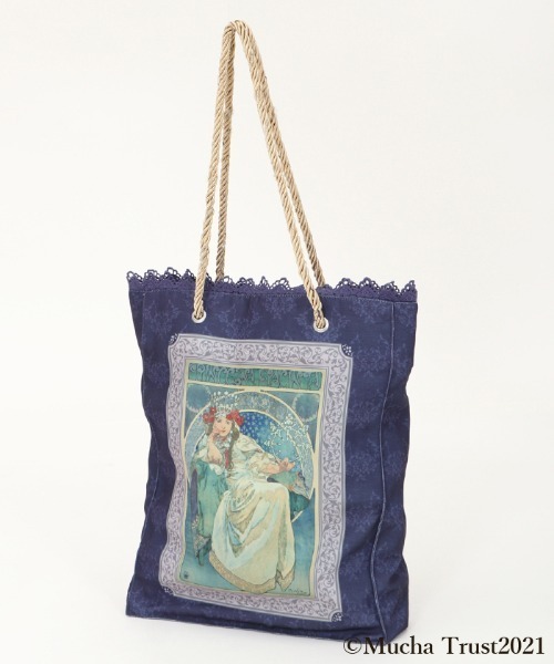 axes femme（アクシーズファム）の「ミュシャ　プリントバッグ（トートバッグ・レディース・ワイン/ネイビー・MEDIUM）」の21枚目の写真