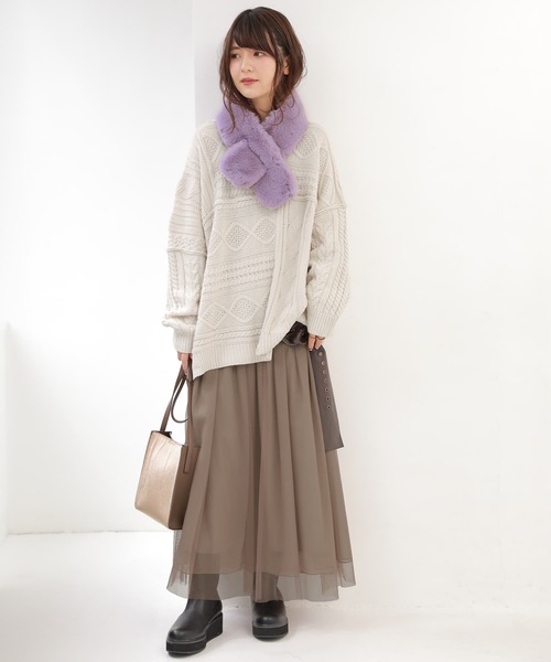 osharewalker（オシャレウォーカー）の「『フェイクファーミニティペット』（マフラー・レディース・モカ/パープル/ライトグレー/チャコール・FREE）」の12枚目の写真