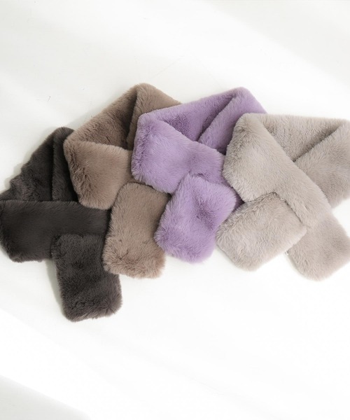 osharewalker（オシャレウォーカー）の「『フェイクファーミニティペット』（マフラー・レディース・モカ/パープル/ライトグレー/チャコール・FREE）」の8枚目の写真