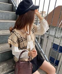 INGNI | チェックニットベスト＋ボウタイブラウス／SET(ニット/セーター)