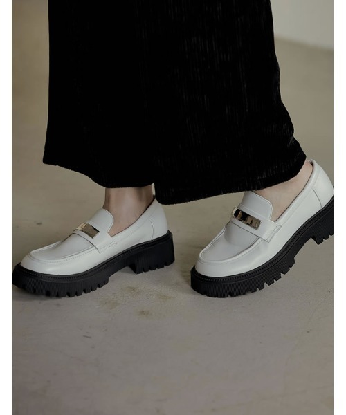 Re:EDIT（リエディ）の「エコレザープラットフォームローファー（ローファー・レディース・ボルドー/アイボリー/ブラック・MEDIUM/LARGE/SMALL/X-LARGE）」の2枚目の写真