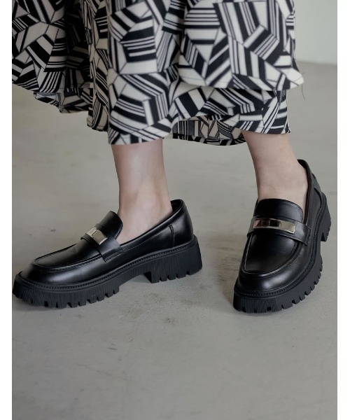 Re:EDIT（リエディ）の「エコレザープラットフォームローファー（ローファー・レディース・ボルドー/アイボリー/ブラック・MEDIUM/LARGE/SMALL/X-LARGE）」の3枚目の写真