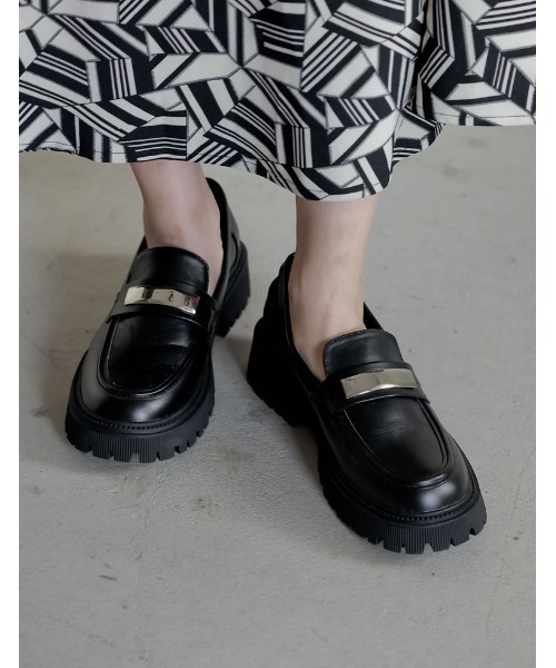 Re:EDIT（リエディ）の「エコレザープラットフォームローファー（ローファー・レディース・ボルドー/アイボリー/ブラック・MEDIUM/LARGE/SMALL/X-LARGE）」の7枚目の写真