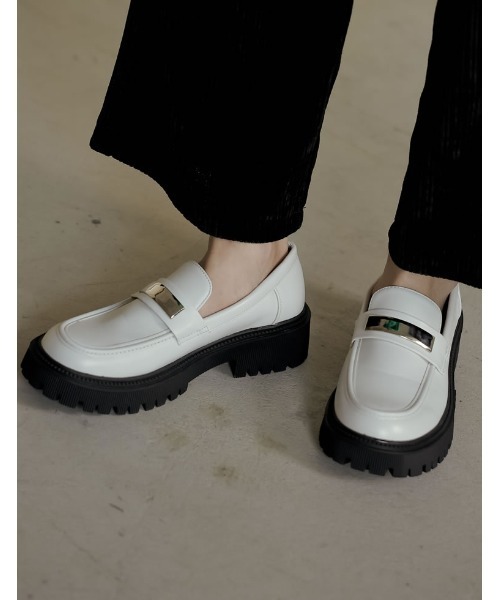 Re:EDIT（リエディ）の「エコレザープラットフォームローファー（ローファー・レディース・ボルドー/アイボリー/ブラック・MEDIUM/LARGE/SMALL/X-LARGE）」の4枚目の写真