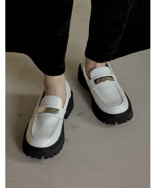 Re:EDIT（リエディ）の「エコレザープラットフォームローファー（ローファー・レディース・ボルドー/アイボリー/ブラック・MEDIUM/LARGE/SMALL/X-LARGE）」の5枚目の写真