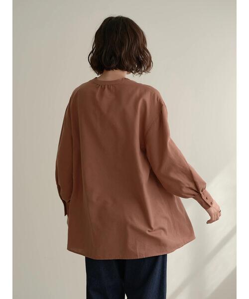 earth music&ecology（アースミュージックアンドエコロジー）の「フロントボタンピンタックチュニック＊（シャツ/ブラウス・レディース・アイボリー/ダークオレンジ/チェック・FREE）」の12枚目の写真