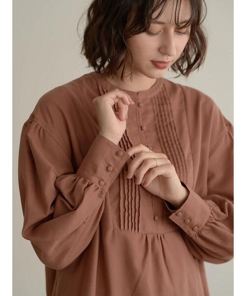 earth music&ecology（アースミュージックアンドエコロジー）の「フロントボタンピンタックチュニック＊（シャツ/ブラウス・レディース・アイボリー/ダークオレンジ/チェック・FREE）」の14枚目の写真