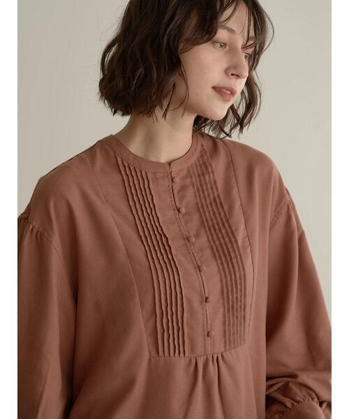 earth music&ecology（アースミュージックアンドエコロジー）の「フロントボタンピンタックチュニック＊（シャツ/ブラウス・レディース・アイボリー/ダークオレンジ/チェック・FREE）」の15枚目の写真