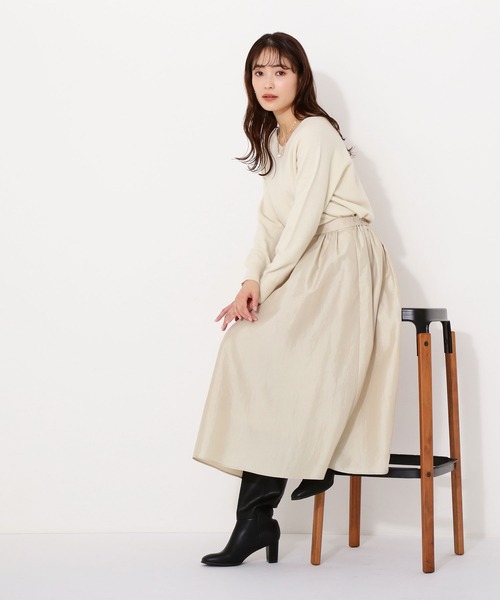 NATURAL BEAUTY BASIC(ナチュラルビューティーベーシック)の「シャンブレータフタスカート(スカート・レディース・ブラウン/グレー/イエロー・MEDIUM/SMALL)」の1枚目の写真