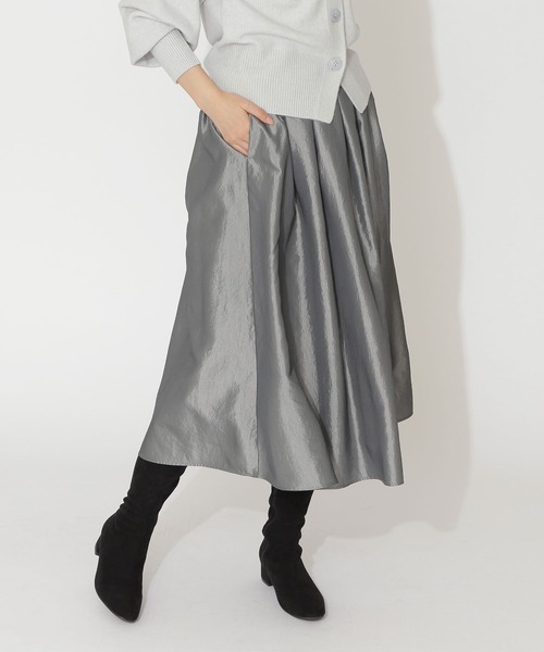 NATURAL BEAUTY BASIC(ナチュラルビューティーベーシック)の「シャンブレータフタスカート(スカート・レディース・ブラウン/グレー/イエロー・MEDIUM/SMALL)」の4枚目の写真