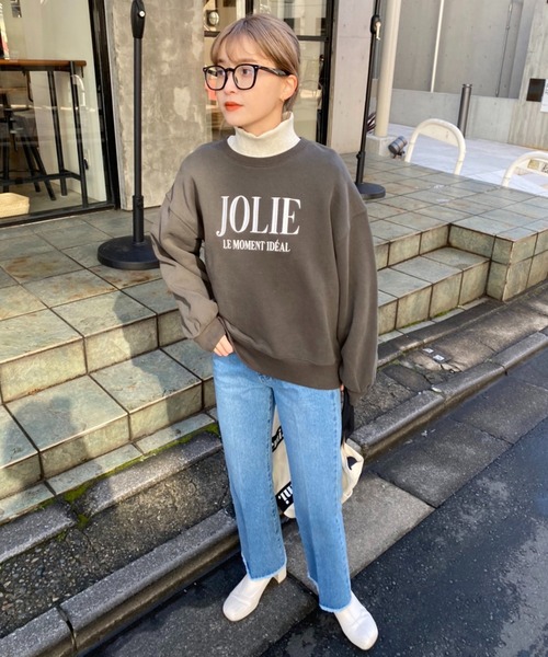 one after another NICE CLAUP（ワンアフターアナザーナイスクラップ）の「ビックシルエットロゴ刺繍スウェット（スウェット・レディース・オートミール/オフホワイト/グレー/スミクロ/モカ/ピンク・FREE）」の10枚目の写真