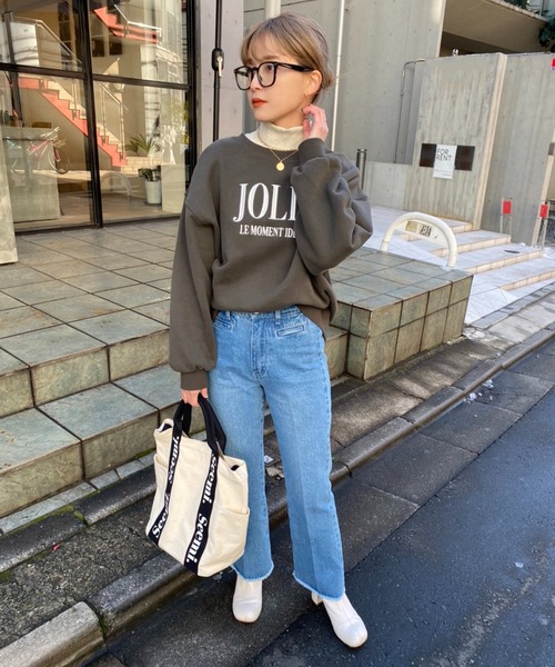 one after another NICE CLAUP（ワンアフターアナザーナイスクラップ）の「ビックシルエットロゴ刺繍スウェット（スウェット・レディース・オートミール/オフホワイト/グレー/スミクロ/モカ/ピンク・FREE）」の9枚目の写真