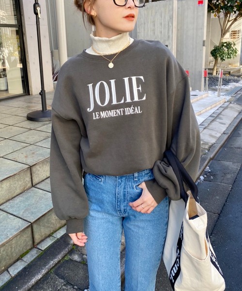 one after another NICE CLAUP（ワンアフターアナザーナイスクラップ）の「ビックシルエットロゴ刺繍スウェット（スウェット・レディース・オートミール/オフホワイト/グレー/スミクロ/モカ/ピンク・FREE）」の8枚目の写真