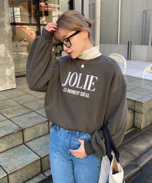 one after another NICE CLAUP（ワンアフターアナザーナイスクラップ）の「ビックシルエットロゴ刺繍スウェット（スウェット・レディース・オートミール/オフホワイト/グレー/スミクロ/モカ/ピンク・FREE）」の7枚目の写真