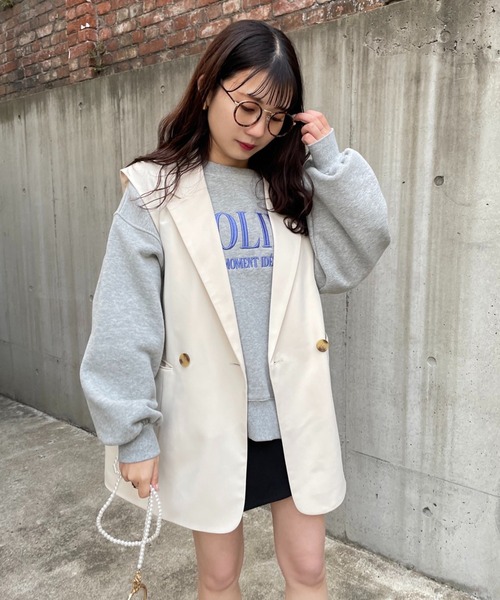 one after another NICE CLAUP（ワンアフターアナザーナイスクラップ）の「ビックシルエットロゴ刺繍スウェット（スウェット・レディース・オートミール/オフホワイト/グレー/スミクロ/モカ/ピンク・FREE）」の17枚目の写真