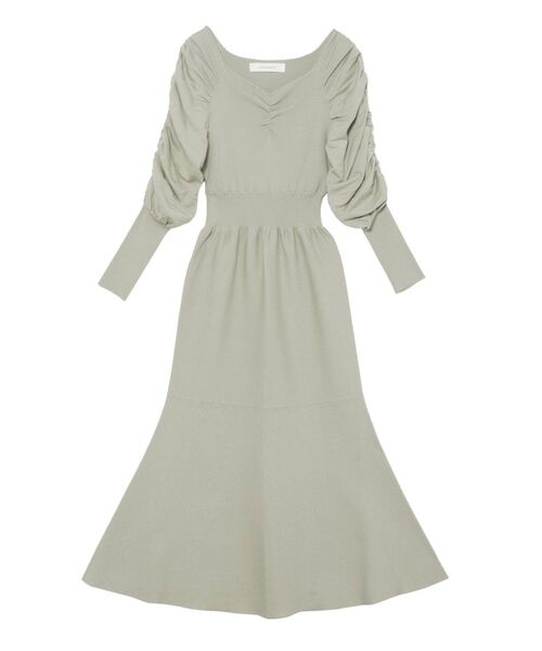 LAGUNAMOON（ラグナムーン）の「シャーリングスリーブマーメイドラインニットワンピース（ワンピース・レディース・アイボリー/ブラック/ミント・SMALL/MEDIUM）」の7枚目の写真