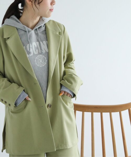 RAY CASSIN（レイカズン）の「TRチェックアソートシングルジャケット（テーラードジャケット・レディース・パープル/ライトカーキ/キナリ/ベージュ系・FREE）」の4枚目の写真