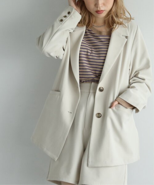 RAY CASSIN（レイカズン）の「TRチェックアソートシングルジャケット（テーラードジャケット・レディース・パープル/ライトカーキ/キナリ/ベージュ系・FREE）」の2枚目の写真