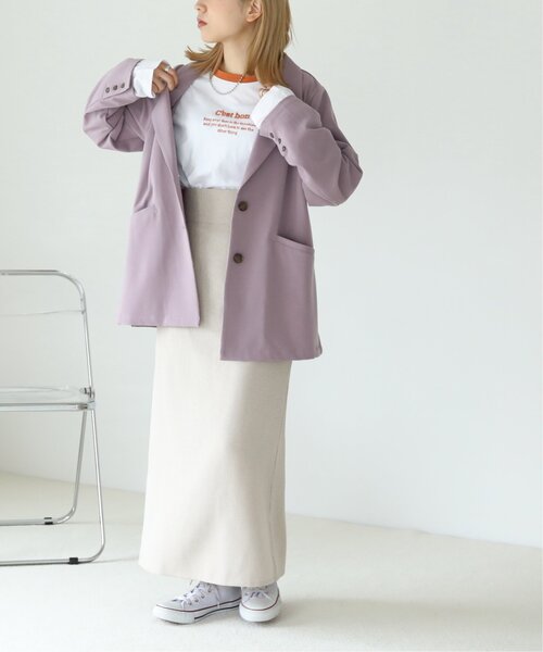 RAY CASSIN（レイカズン）の「TRチェックアソートシングルジャケット（テーラードジャケット・レディース・パープル/ライトカーキ/キナリ/ベージュ系・FREE）」の7枚目の写真