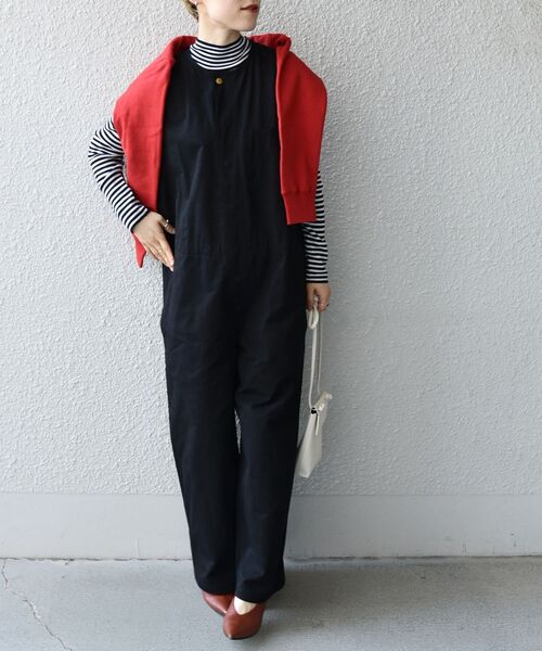 PAYDAY（ペイデイ）の「【SHIPS any一部別注カラー】PAYDAY:〈ウォッシャブル〉ノーカラー オールインワン◇（つなぎ/オールインワン・レディース・ブラック/ベージュ・ONE SIZE）」の3枚目の写真