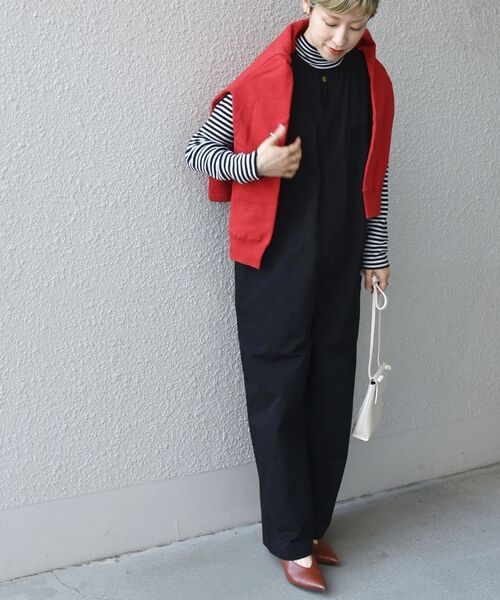 PAYDAY（ペイデイ）の「【SHIPS any一部別注カラー】PAYDAY:〈ウォッシャブル〉ノーカラー オールインワン◇（つなぎ/オールインワン・レディース・ブラック/ベージュ・ONE SIZE）」の4枚目の写真