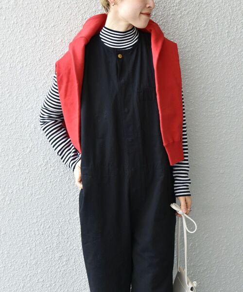 PAYDAY（ペイデイ）の「【SHIPS any一部別注カラー】PAYDAY:〈ウォッシャブル〉ノーカラー オールインワン◇（つなぎ/オールインワン・レディース・ブラック/ベージュ・ONE SIZE）」の5枚目の写真