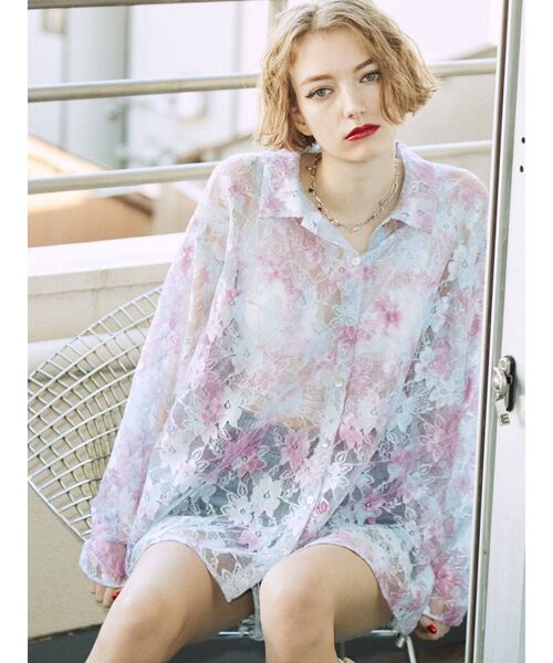 jouetie（ジュエティ）の「カラーレースシャツ（シャツ/ブラウス・レディース・ピンク/ブルー/アイボリー・MEDIUM）」の16枚目の写真