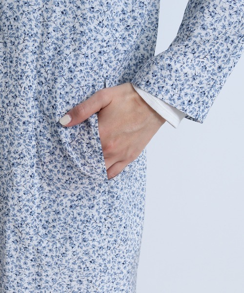 yuni（ユニ　）の「コットンキュプラ flower pr banded collarワンピース（シャツワンピース・レディース・サックスブルー/グレー・FREE）」の14枚目の写真