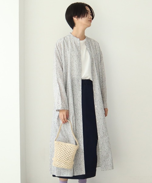 yuni（ユニ　）の「コットンキュプラ flower pr banded collarワンピース（シャツワンピース・レディース・サックスブルー/グレー・FREE）」の19枚目の写真