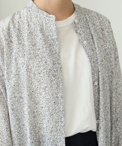 yuni（ユニ　）の「コットンキュプラ flower pr banded collarワンピース（シャツワンピース・レディース・サックスブルー/グレー・FREE）」の20枚目の写真