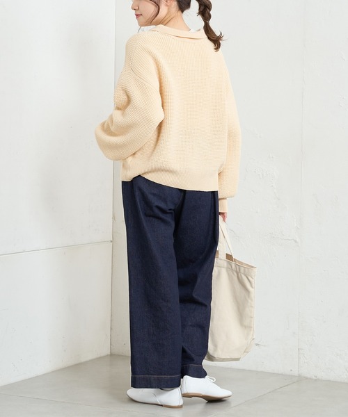 PUAL CE CIN（ピュアルセシン）の「【Du noir】ニットポロシャツ（ポロシャツ・レディース・グレー/アイボリー/パープル系その他・FREE）」の12枚目の写真