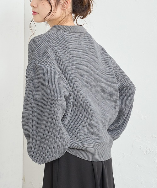 PUAL CE CIN（ピュアルセシン）の「【Du noir】ニットポロシャツ（ポロシャツ・レディース・グレー/アイボリー/パープル系その他・FREE）」の10枚目の写真