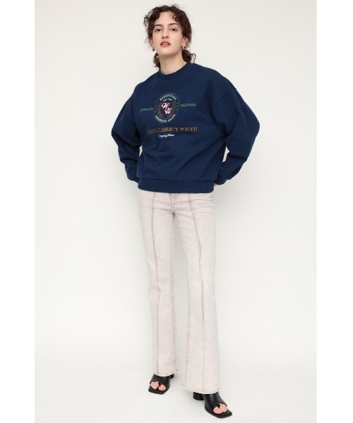 SLY（スライ）の「EMBLEM KZ SWEATSHIRTS/エンブレムスウェット（スウェット・レディース・杢グレー/ネイビー・FREE）」の14枚目の写真