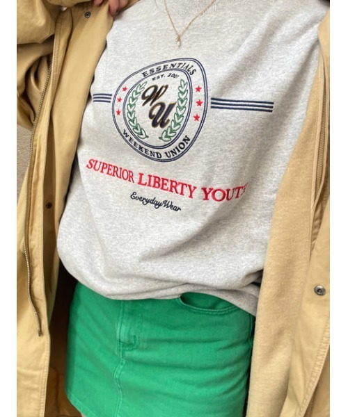 SLY（スライ）の「EMBLEM KZ SWEATSHIRTS/エンブレムスウェット（スウェット・レディース・杢グレー/ネイビー・FREE）」の20枚目の写真