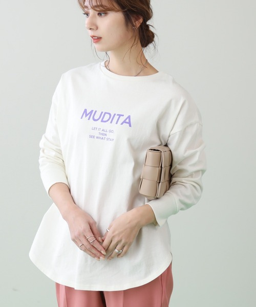 frames RAY CASSIN（フレームスレイカズン）の「WEB限定 カラーロゴプリントロンT（Tシャツ/カットソー・レディース・オレンジ/ピンク/パープル/グリーン・FREE）」の3枚目の写真